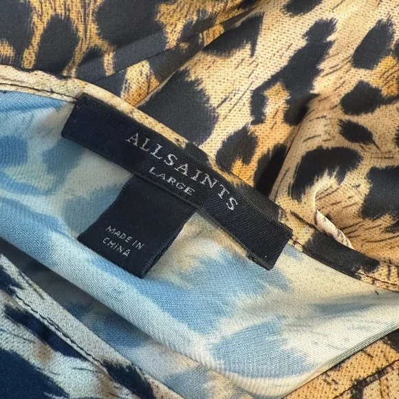 All Saints Hera Leopard Print 2-In-1 Midi Dress - Picture 9 of 14